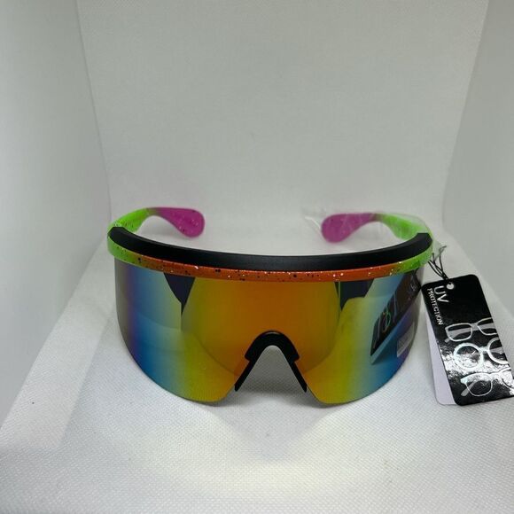 Shield Mirrored Unisex Shades Sunglasses - Picture 2 of 3